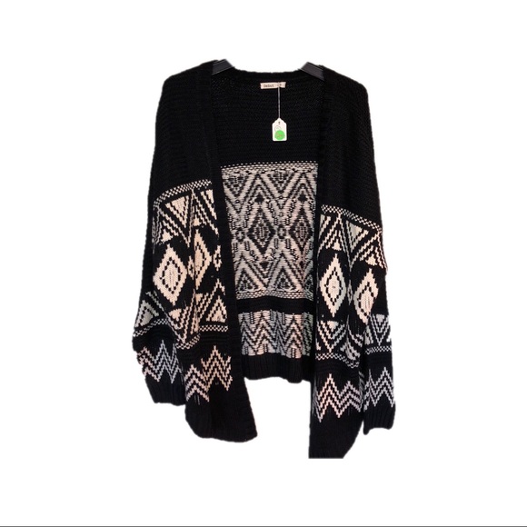 debut Sweaters - Black/White Cozy Knit Boho Sweater S/M